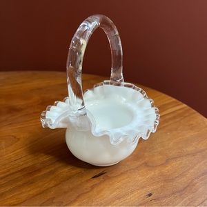 Fenton Silver Crest Ruffled Basket